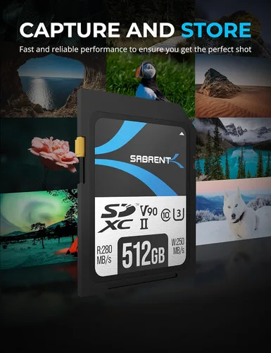 Vista 2 de SABRENT Rocket v90 - Tarjeta de memoria SD UHS-II de 512 GB R280MB/s W250MB/s (SD-TL90-512GB)