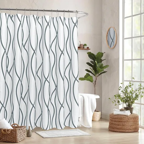 Vista 17 de Biscaynebay - Cortinas de tela texturizada a cuadros para baño