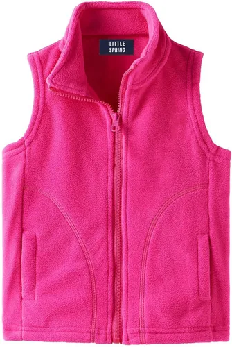 Vista 7 de LittleSpring Boys Girls Fleece Vest Sleeveless Jacket Full-Zip Fall Winter Warm Outerwear Negro
