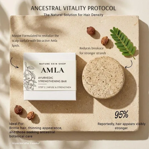Vista 3 de Nature Skin Shop Barra de champú Amla, fórmula ayurvédica para el crecimiento y la fuerza del cabello, con Shikakai para un cabello más completo