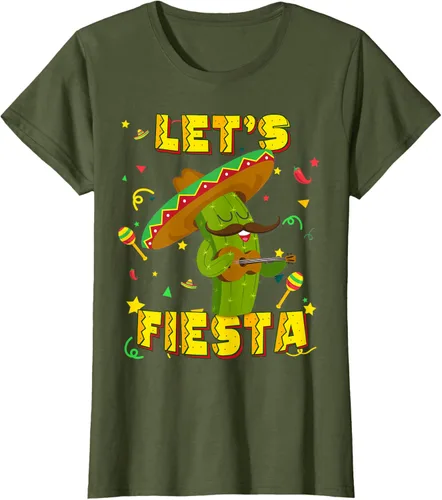 Vista 65 de Cinco De Mayo - Camiseta de regalo con sombrero de cactus Let's Fiesta, Negro, S