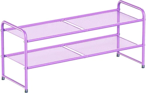 Vista 15 de SUFAUY Zapatero de malla de 3 niveles, estante de zapatos de metal para armario de 33 pulgadas de ancho, resistente, negro