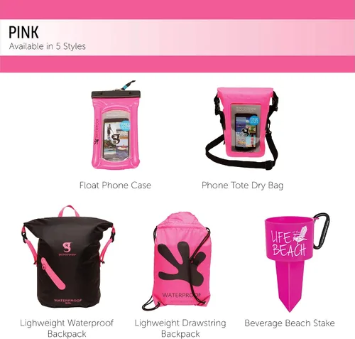 Vista 4 de geckobrands Mochila impermeable de 30 litros, Negro Rosa, 30 L, Mochila impermeable 30l