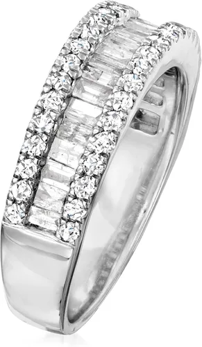 Vista 3 de Ross-Simons 1.00 ct. t.w. Baguette and Round Diamond Ring in Sterling Silver