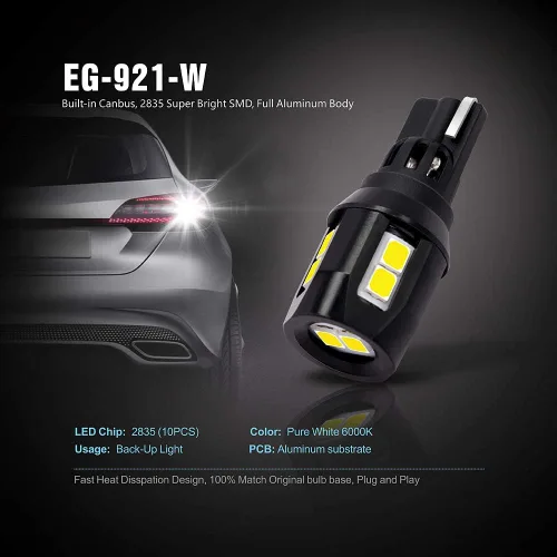 Vista 6 de SiriusLED - Bombilla LED de respaldo trasero sin error (tamaño 921, súper brillante, 3030, SMD, xenón, 6000 K, 2 unidades)