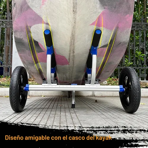 Vista 3 de Carrito de kayak, carrito de tabla de remo, carrito de kayak, canoa, dolly, SUP, portador con neumáticos sin aire Gris