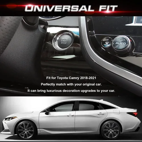 Vista 3 de Xotic Tech - Cubierta del marco del botón de arranque del motor, accesorios interiores, compatible con Toyota Camry 2018-2024