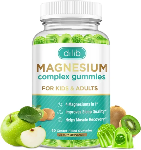 Vista 14 de Gomitas de complejo de magnesio para niños y adultos, glicinato de magnesio, taurato, citrato, suplemento de malato, ayuda a aliviar el estrés