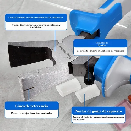 Vista 3 de SPEEDWOX Juego de 20 pinzas de vidrio con ruedas de mosaico resistentes con rueda de corte de repuesto, alicates para correr, rompeolas, alicates