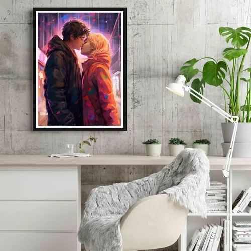 Vista 4 de Reofrey Kits de pintura de arte de diamantes para adultos, pareja de invierno, arte de diamantes de imitación de taladro completo, accesorios