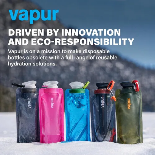 Vista 8 de Vapur Botella de Agua Plegable con Mosquetón, Botella Compacta que se Pliega Completamente para Hidratación en Movimiento, Ideal para Viajar