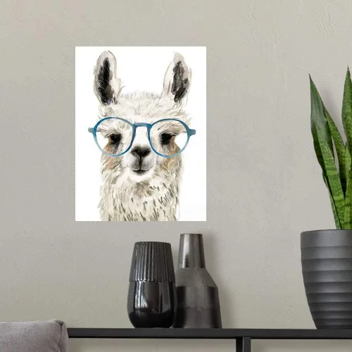 Vista 3 de CANVAS ON DEMAND Vinilo decorativo Hip Llama II, obra de arte infantil