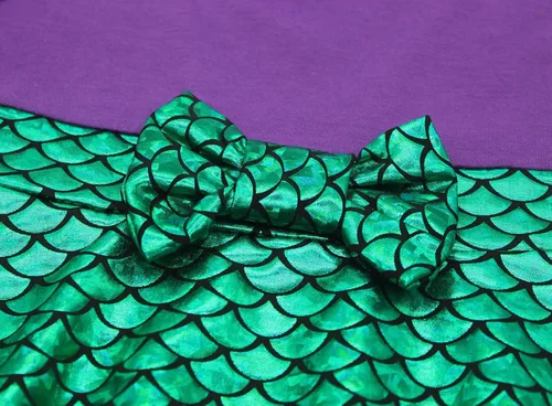 Vista 5 de Jurebecia Disfraz de sirena para niñas vestido de princesa con diadema de lazo