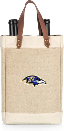 Vista 37 de PICNIC TIME NFL Pinot - Jute 2 Bottle Insulated Wine Bag - Wine Tote Bag - Wine Gift Bag, (Beige)