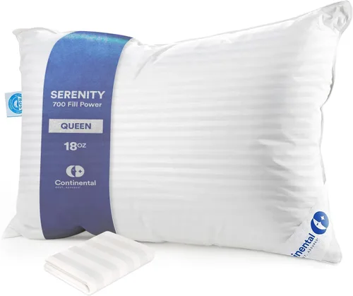 Vista 14 de Continental Bedding Almohada de Plumón de Ganso Serenity Plumón Blanco Húngaro 700 Fill Power Funda de Algodón Damasco 400TC Fabricado