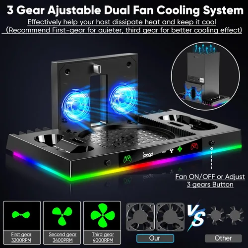 Vista 7 de Soporte de ventilador de refrigeración para Xbox Series X con luces RBG