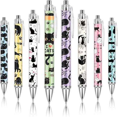 Vista 9 de Ireer 8 bolígrafos de bola para mujeres 1.00 mm de tinta negra lindos y elegantes, bolígrafos de punta fina de escritura suave para estudiantes