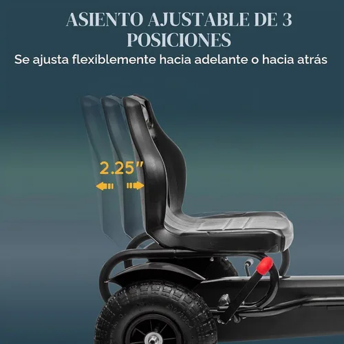 Vista 3 de Aosom Kids Pedal Go Kart Adjustable Seat Sharp Handling Ages 5-12 Black Negro