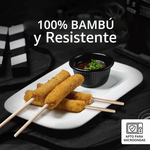 Vista 3 de Alpine Cuisine Brochetas de bambú para barbacoa - Palitos de kebab de 6 pulgadas (50 unidades) para aperitivos y smores