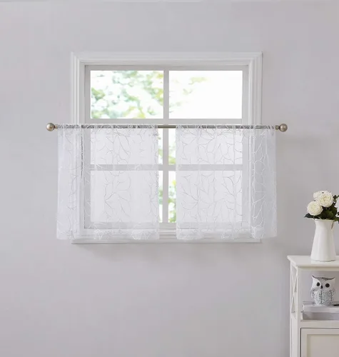 Vista 11 de Warm Home Designs Par de 2 cortinas de longitud corta de 54 pulgadas de ancho x 63 pulgadas de largo, cortinas transparentes bordadas con bordado