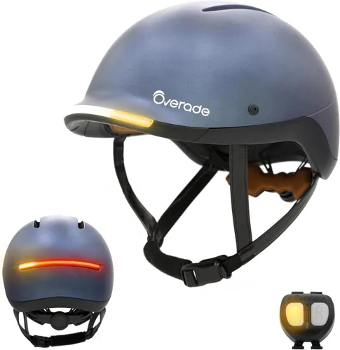 Vista 15 de Overade Casco salvavidas para bicicletas y e-scooters, con potente iluminación delantera/trasera, función intermitente, talla única