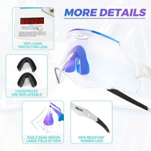 Vista 4 de SCVCN Gafas de sol de ciclismo fotocromáticas para hombres y mujeres, gafas de sol deportivas HD MTB para montar en bicicleta de montaña