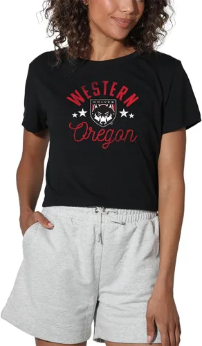 Vista 318 de Colección oficial de camisetas con diseño de mascota desgastada para mujer, color negro Grizzlies del estado de Adams