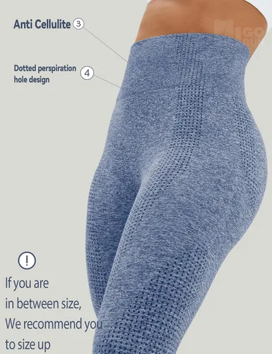 Vista 5 de HIGORUN - Leggings sin costuras para mujer, moldeadores, con diseño gráfico de sonrisas, de cintura alta, para el gimnasio, yoga o hacer ejercicio