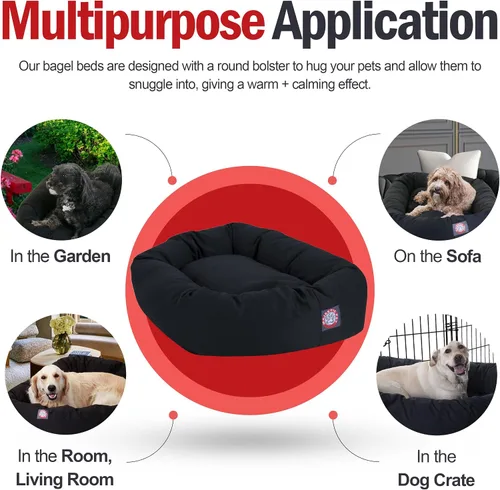 Vista 5 de Majestic Pet Products - Cama en forma de bagel para perro, color negro, 24 pulgadas