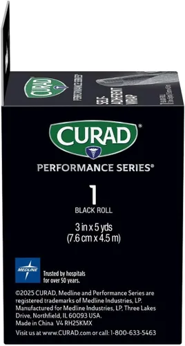 Vista 8 de CURAD Performance Series - Envoltura atlética autoadherente, color negro, 3 pulgadas x 5 yardas, soporte de compresión para lesiones deportivas