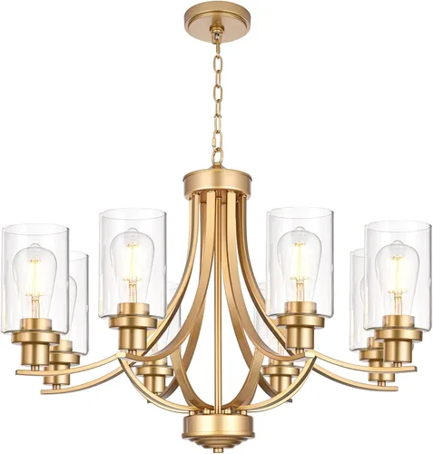Vista 12 de MELUCEE - Candelabro de granja de 5 luces, bronce aceitado con cristal transparente