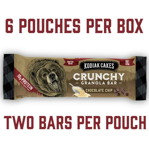 Vista 3 de Kodiak Cakes Barritas crujientes de granola Protien, chispas de chocolate, alto contenido de proteínas, 100% granos integrales, 12 cajas con 6