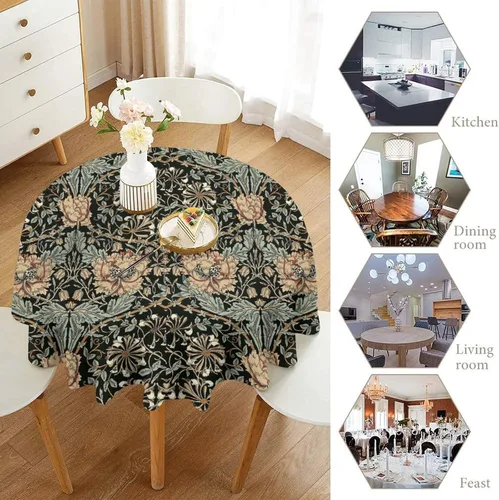 Vista 224 de Mantel Floral Retro de Pájaros, Diseño Original Bohemio William Morris Estampado Cubierta de Mesa para Hogar Picnic Fiesta Comedor Cocina William