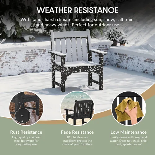 Vista 6 de WestinTrends Malibu Outdoor Patio HDPE Adirondack Silla de comedor para patio, color negro