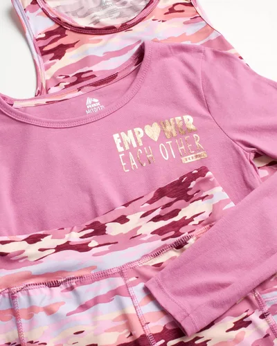 Vista 3 de RBX Girls' Active Pants Set - 3 Piece Long Sleeve Shirt, Tank Top, and Leggings (7-16)