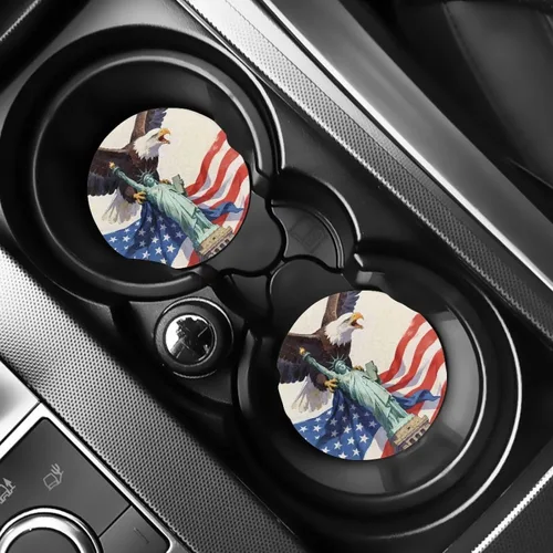 Vista 26 de AFPANQZ 250 Years Print Car Coasters for Cup Holders Absorbent Car Accessories 2.8" Car Cup Holder for Women 2 Pack