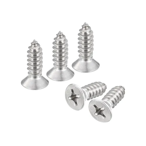 Vista 21 de uxcell Tornillos de chapa de cabeza plana #4x1, 50 tornillos de madera Phillips Drive Tornillos de acero inoxidable 304 Autoperforantes