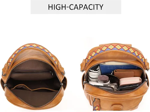 Vista 5 de KL928 Mochila pequeña para mujer, mochila de hombro a la moda, marrón (YELLOWISH BROWN), Mochilas Daypack
