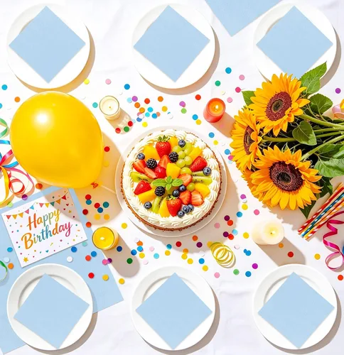 Vista 4 de 50 servilletas de cóctel de 3 capas de color azul bebé, servilletas de postre, servilletas de papel desechables para bodas, fiestas de cumpleaños