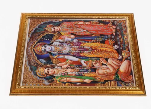 Vista 4 de Foto hindú Lord Ram Darbar para colgar cuadro religioso con marco