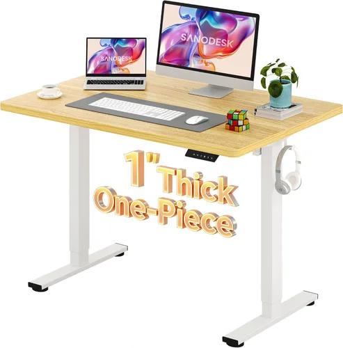 Vista 12 de SANODESK Escritorio Eléctrico de Pie de 40 x 24 pulgadas, Superficie de Una Pieza, Escritorio de Altura Ajustable con Controlador de 6 Botones Marco