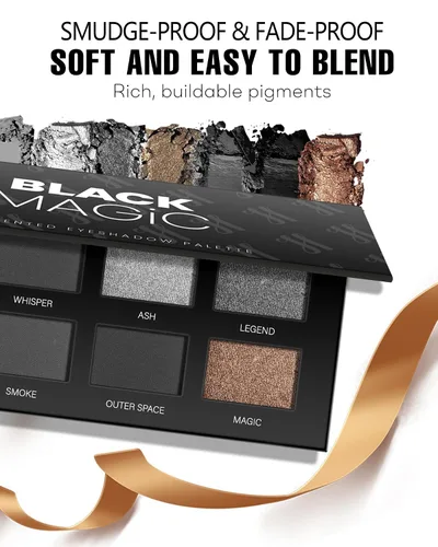 Vista 2 de Paleta de sombras de ojos ahumadas negras, 8 colores, gris oscuro, sombra de ojos ahumada para maquillaje gótico, negro, plateado, blanco, gris