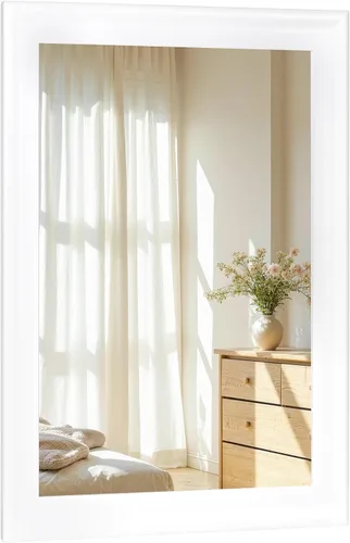 Vista 17 de CULER Espejo de pared de madera blanca para baño, espejos colgantes rectangulares de 20 x 16 pulgadas con marco de madera para sala de estar Blanco