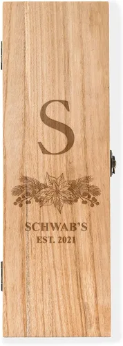 Vista 3 de Weddingstar Caja de regalo de vino de madera grabada personalizada con tapa - Blush Blooms