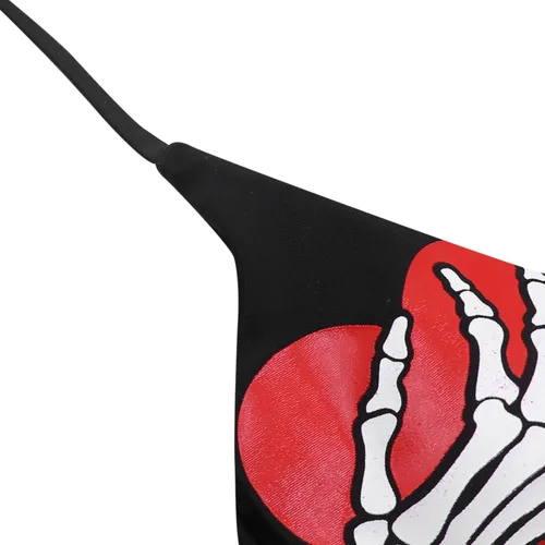 Vista 7 de ZGMYC Conjunto de bikini gótico divertido con estampado de calaveras para mujer, traje de baño de 2 piezas de neón bandeau