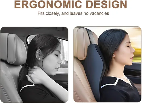 Vista 7 de Cojines para reposacabezas de asiento de automóvil, almohada ergonómica de espuma viscoelástica 3D para el cuello del auto con funda extraíble