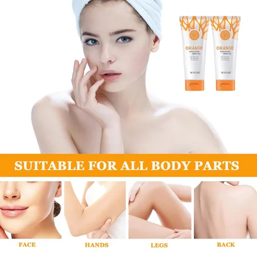 Vista 7 de Gel exfoliante naranja para cara y cuerpo, gel de pelado naranja, piel hidratante profunda y suciedad de poros de limpieza (2 unidades)