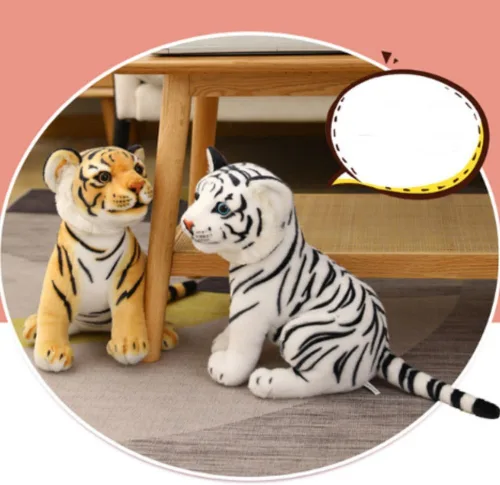 Vista 6 de OUKEYI Peluche de Tigres de 9 pulgadas/9.1 in, animal de peluche realista, animales de peluche para niños, regalo para niños, bebé, abrazo, tigre