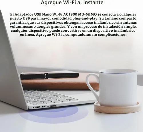 Vista 3 de D-Link Adaptador USB WiFi de doble banda AC1300 inalámbrico para Internet para PC de escritorio, portátil, juegos, MU-MIMO, compatible con Windows