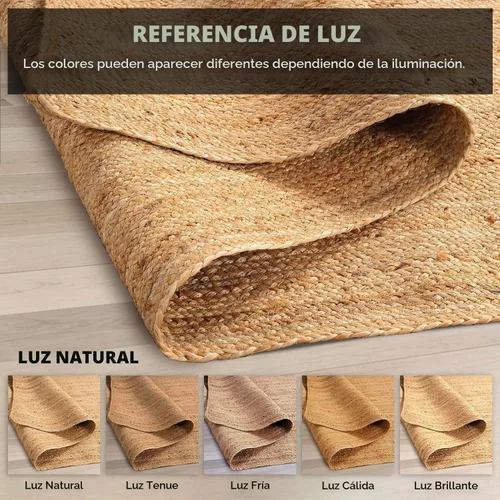 Vista 4 de GRUHUM Alfombra rectangular de yute de 6 x 9 pies, de fibra natural, estilo bohemio, trenzada a mano, suave, rústica, vintage, ecológica, alfombra